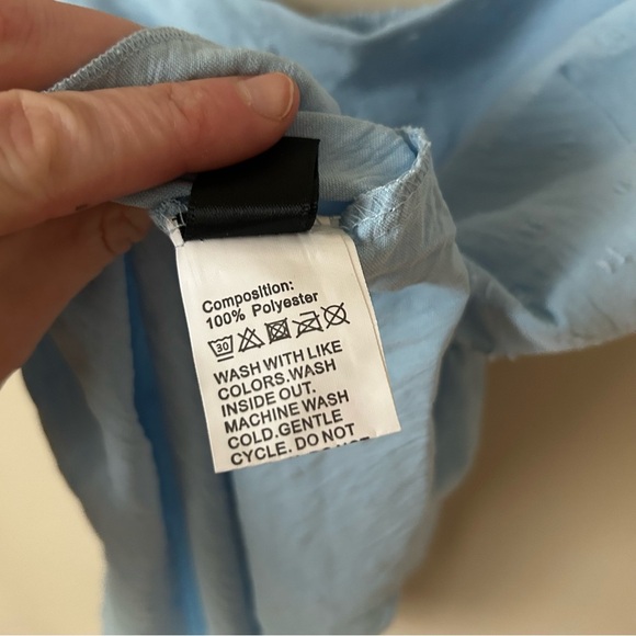 NWOT SHEIN Light Blue Ruffled Peplum Flutter Sleeve Blouse Women’s Size Small - Picture 5 of 7